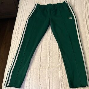 adidas Green Jogger Pants with White Side Stripes